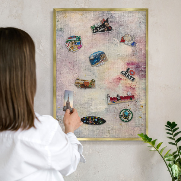 Tablă magnetică pentru magneți din vacanță cadru auriu Abstracție pastelată