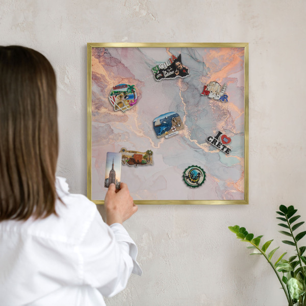 Tablă magnetică pentru magneți din vacanță cadru auriu Abstracție colorată