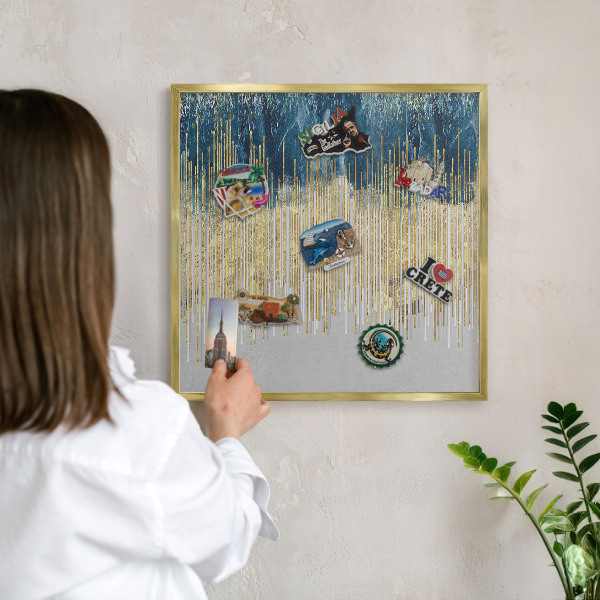 Tablă magnetică pentru magneți din vacanță cadru auriu Pădure abstractă