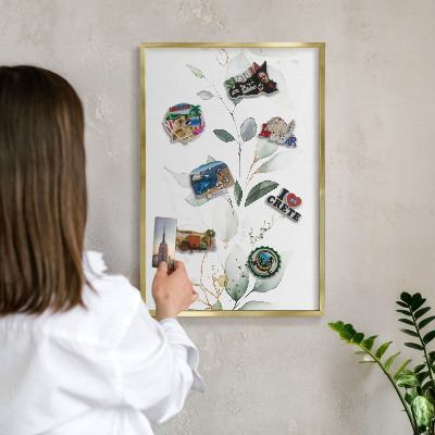 Tablă magnetică pentru magneți din vacanță cadru auriu Eleganță botanică