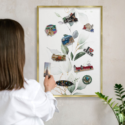 Tablă magnetică pentru magneți din vacanță cadru auriu Eleganță botanică
