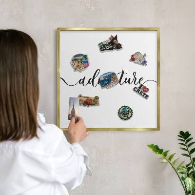 Tablă magnetică pentru magneți din vacanță cadru auriu Aventură scrisă