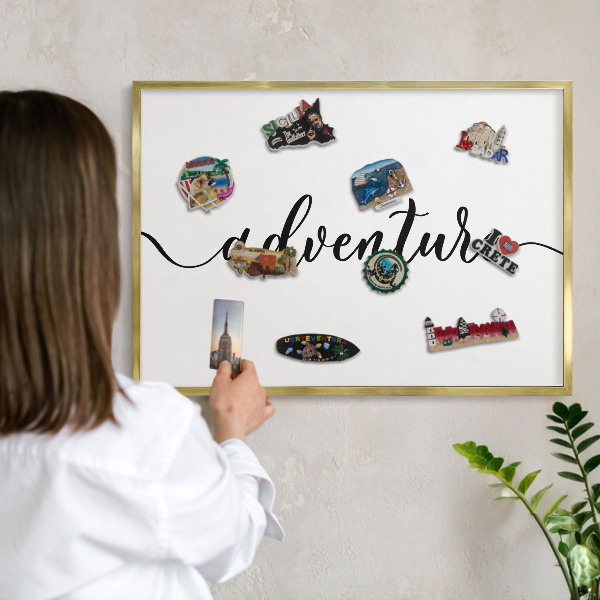 Tablă magnetică pentru magneți din vacanță cadru auriu Aventură scrisă