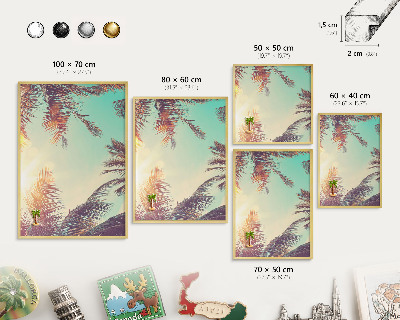 Tablă magnetică de perete în cadru auriu Paradis tropical