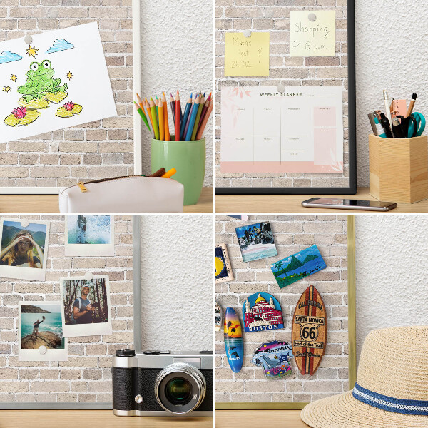 Tablă magnetică de perete în cadru auriu Model de cărămidă