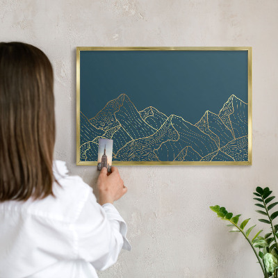 Tablă magnetică pentru magneți din vacanță cadru auriu Minimalismul montan