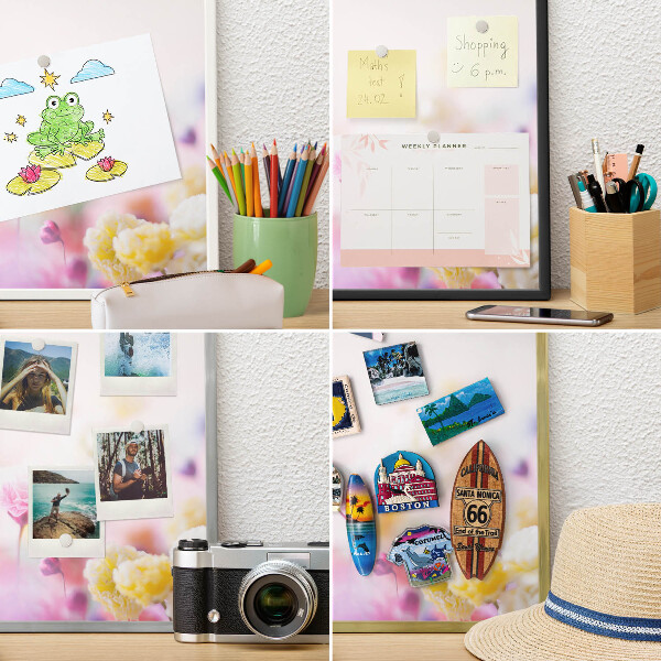 Tablă magnetică pentru magneți din vacanță cadru auriu Flori pastelate