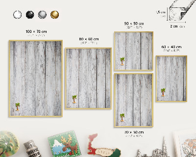 Tablă magnetică de perete în cadru auriu Lemn rustic