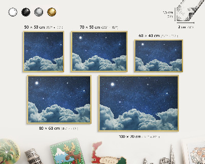Tablă magnetică de perete în cadru auriu Noaptea cosmică