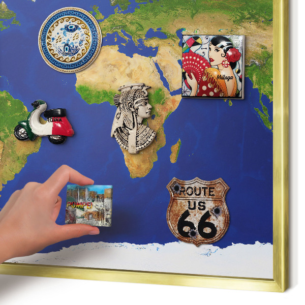 Tablă magnetică pentru magneți din vacanță cadru auriu Cartografierea globului