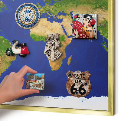 Tablă magnetică pentru magneți din vacanță cadru auriu Cartografierea globului