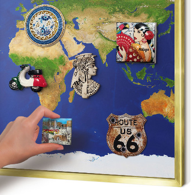 Tablă magnetică pentru magneți din vacanță cadru auriu Cartografierea globului