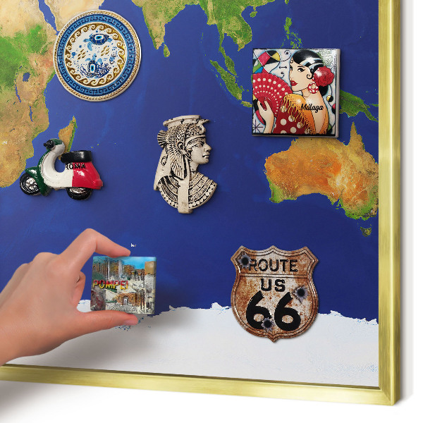 Tablă magnetică pentru magneți din vacanță cadru auriu Cartografierea globului