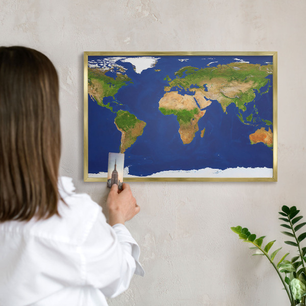 Tablă magnetică pentru magneți din vacanță cadru auriu Cartografierea globului