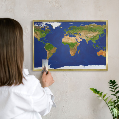Tablă magnetică pentru magneți din vacanță cadru auriu Cartografierea globului