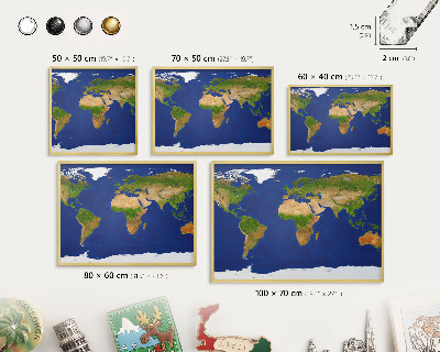 Tablă magnetică pentru magneți din vacanță cadru auriu Cartografierea globului