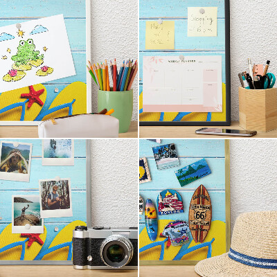 Tablă magnetică pentru magneți din vacanță cadru auriu Plaja de vacanță