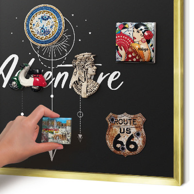 Tablă magnetică pentru magneți din vacanță cadru auriu Aventura te așteaptă