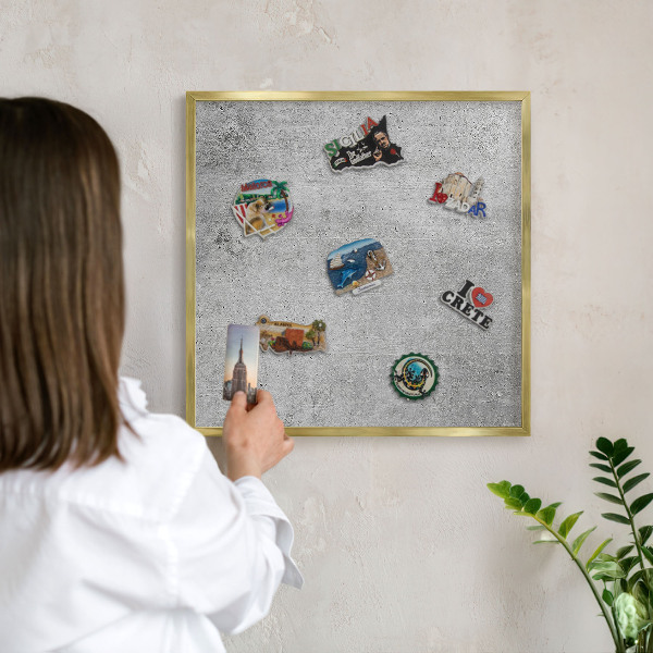 Tablă magnetică pentru magneți din vacanță cadru auriu Model de beton