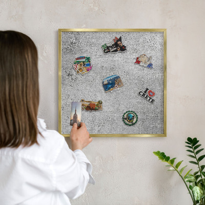 Tablă magnetică pentru magneți din vacanță cadru auriu Model de beton