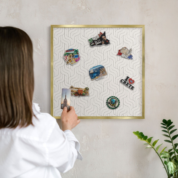 Tablă magnetică pentru magneți din vacanță cadru auriu Valuri line