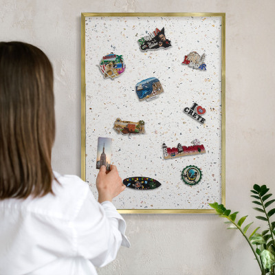 Tablă magnetică pentru magneți din vacanță cadru auriu Model de terrazzo