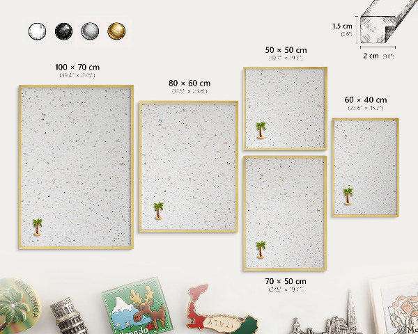 Tablă magnetică pentru magneți din vacanță cadru auriu Model de terrazzo