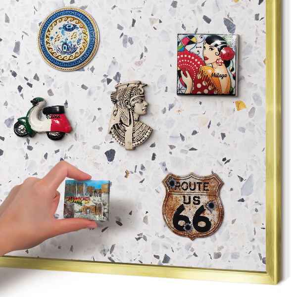 Tablă magnetică pentru magneți din vacanță cadru auriu Stilul Terrazzo
