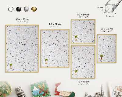 Tablă magnetică pentru magneți din vacanță cadru auriu Stilul Terrazzo
