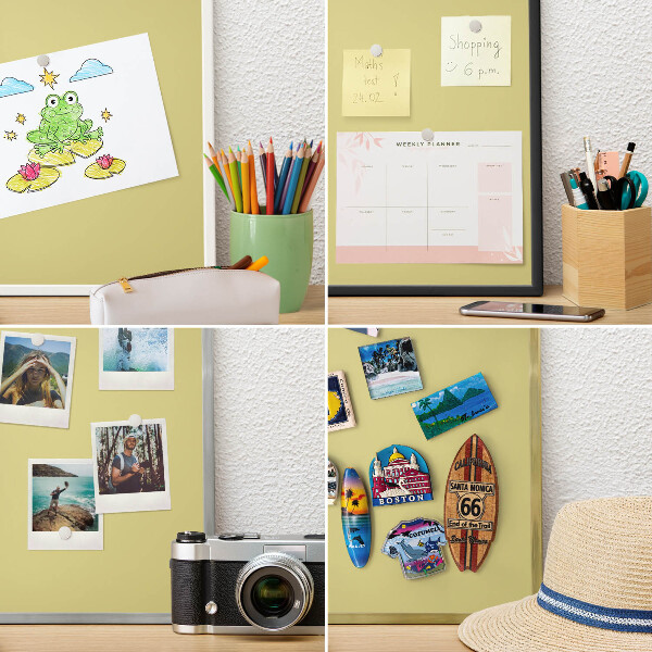 Tablă magnetică de perete în cadru auriu Muștar deschis