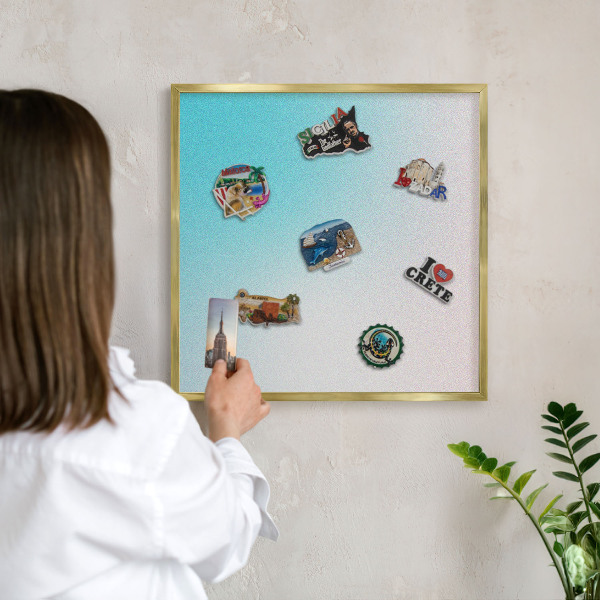Tablă magnetică pentru magneți din vacanță cadru auriu Abstracție pastelată