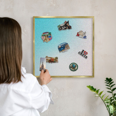 Tablă magnetică pentru magneți din vacanță cadru auriu Abstracție pastelată