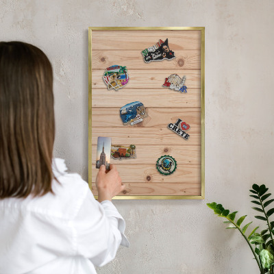 Tablă magnetică pentru magneți din vacanță cadru auriu Model din lemn