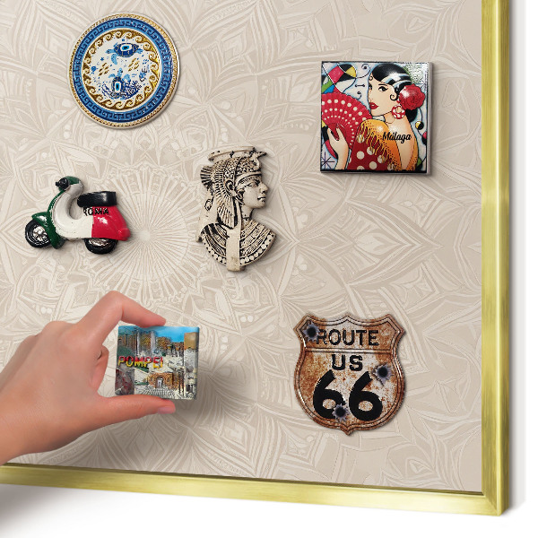 Tablă magnetică pentru magneți din vacanță cadru auriu Mandala decorativă