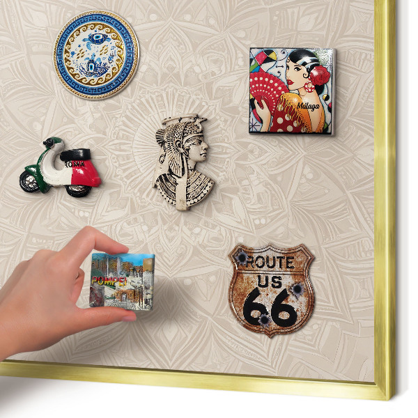 Tablă magnetică pentru magneți din vacanță cadru auriu Mandala decorativă