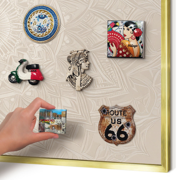 Tablă magnetică pentru magneți din vacanță cadru auriu Mandala decorativă