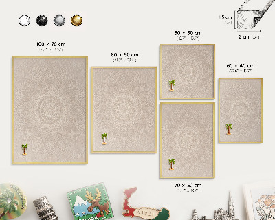 Tablă magnetică pentru magneți din vacanță cadru auriu Mandala decorativă