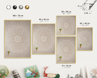 Tablă magnetică de perete în cadru auriu Model Mandala