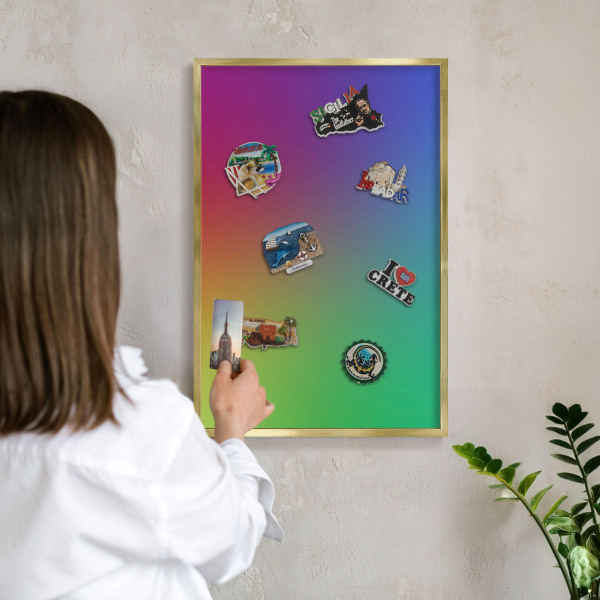 Tablă magnetică pentru magneți din vacanță cadru auriu Gradient de curcubeu