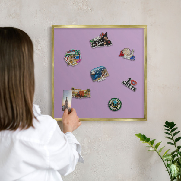 Tablă magnetică pentru magneți din vacanță cadru auriu Violet deschis