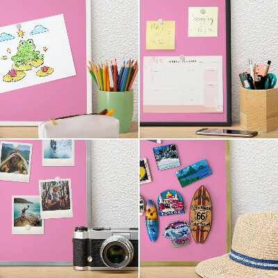 Tablă magnetică de perete în cadru auriu Roz rece