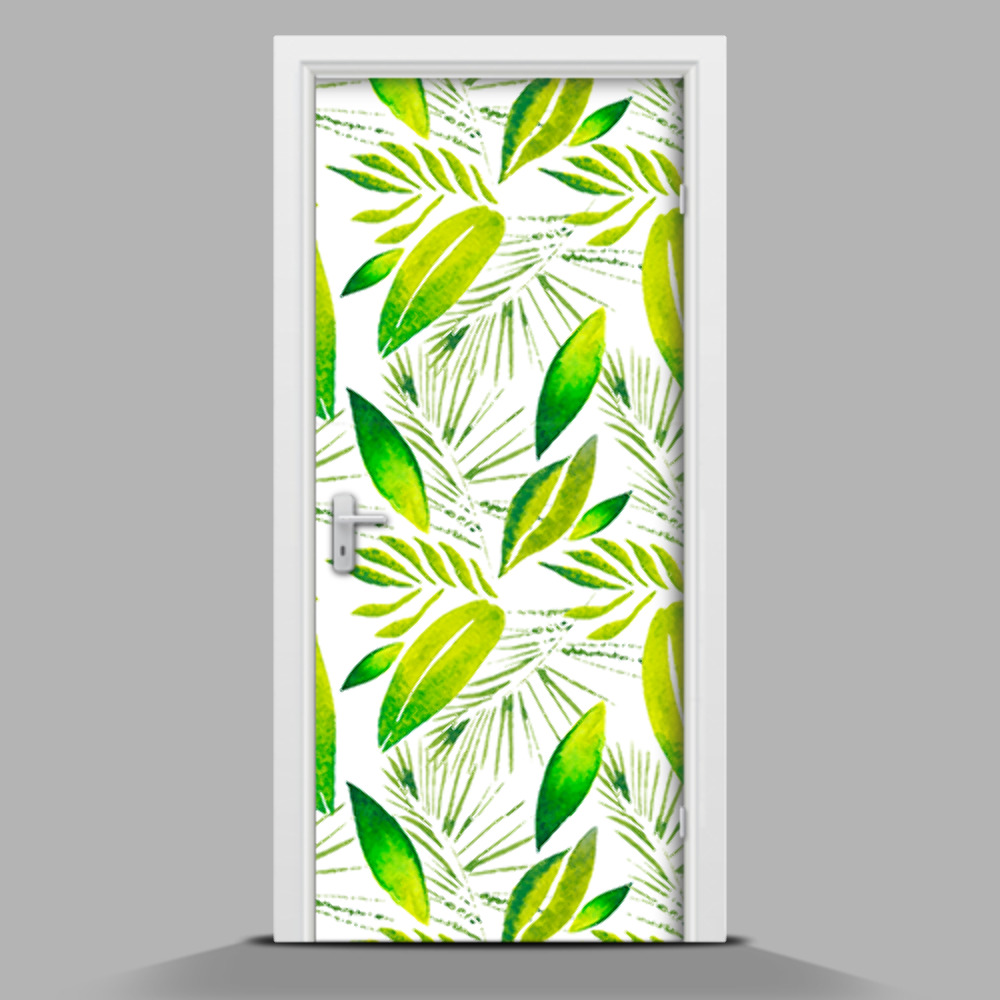 Autocolant de uşă frunze verzi