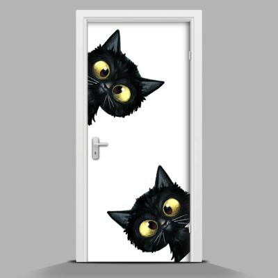Tapet autocolant pentru uși două pisici