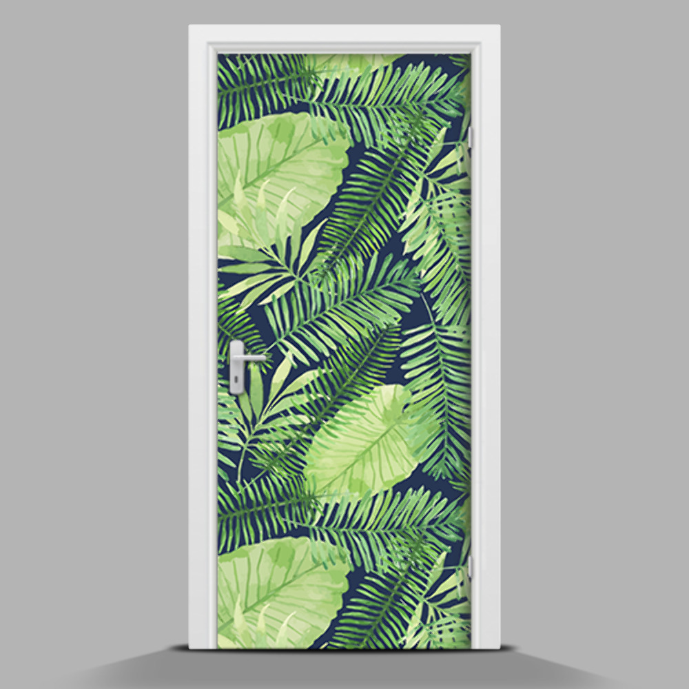 Autocolant uşă frunze tropicale