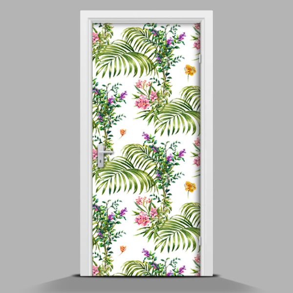 Autocolant de uși flori delicate