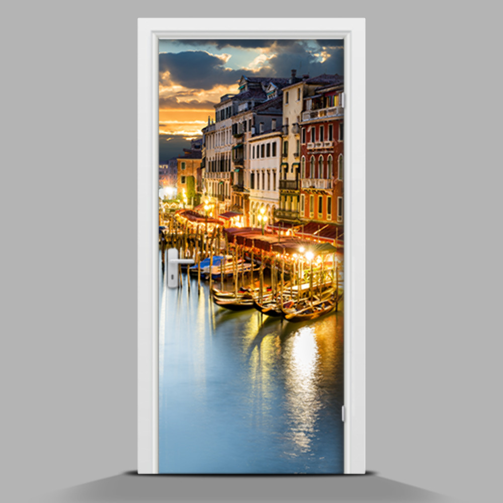 Autocolant uşă Veneția noaptea