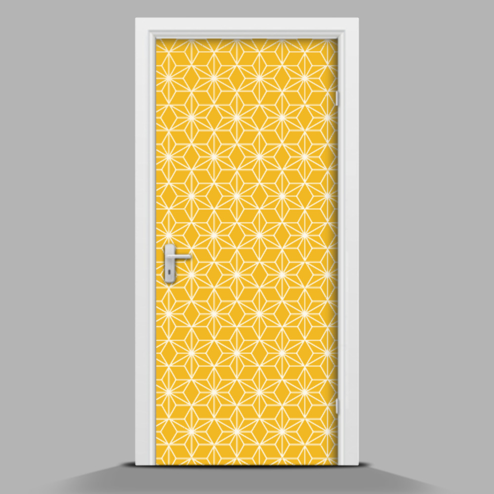 Autocolant de uşă model de diamant pe un fundal galben
