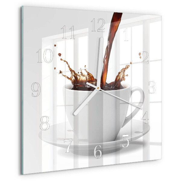 Ceas pătrat de perete din sticlă Ceașcă de cafea