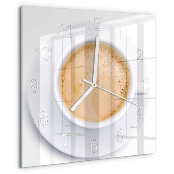 Ceas pătrat de perete din sticlă Ceașcă de cafea