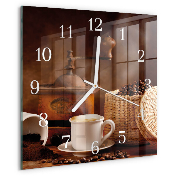 Ceas pătrat de perete din sticlă Ceașcă de cafea